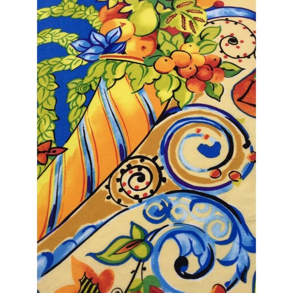 LOUIS FERAUD MutLicolor Fruit & Flower Print Silk Scarf 35"/34,5" EX COND - Picture 9 of 10